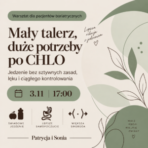 WARSZTATY + eBOOK- Mały talerz, duże potrzeby po CHLO | dietetyk + psycholog| 03.11 17:00
