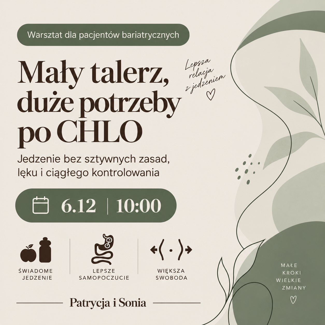 WARSZTATY + eBOOK- Mały talerz, duże potrzeby po CHLO | dietetyk + psycholog| 06.12 10:00